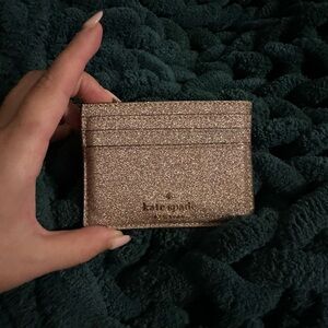 Kate Spade card holder rose gold glitter